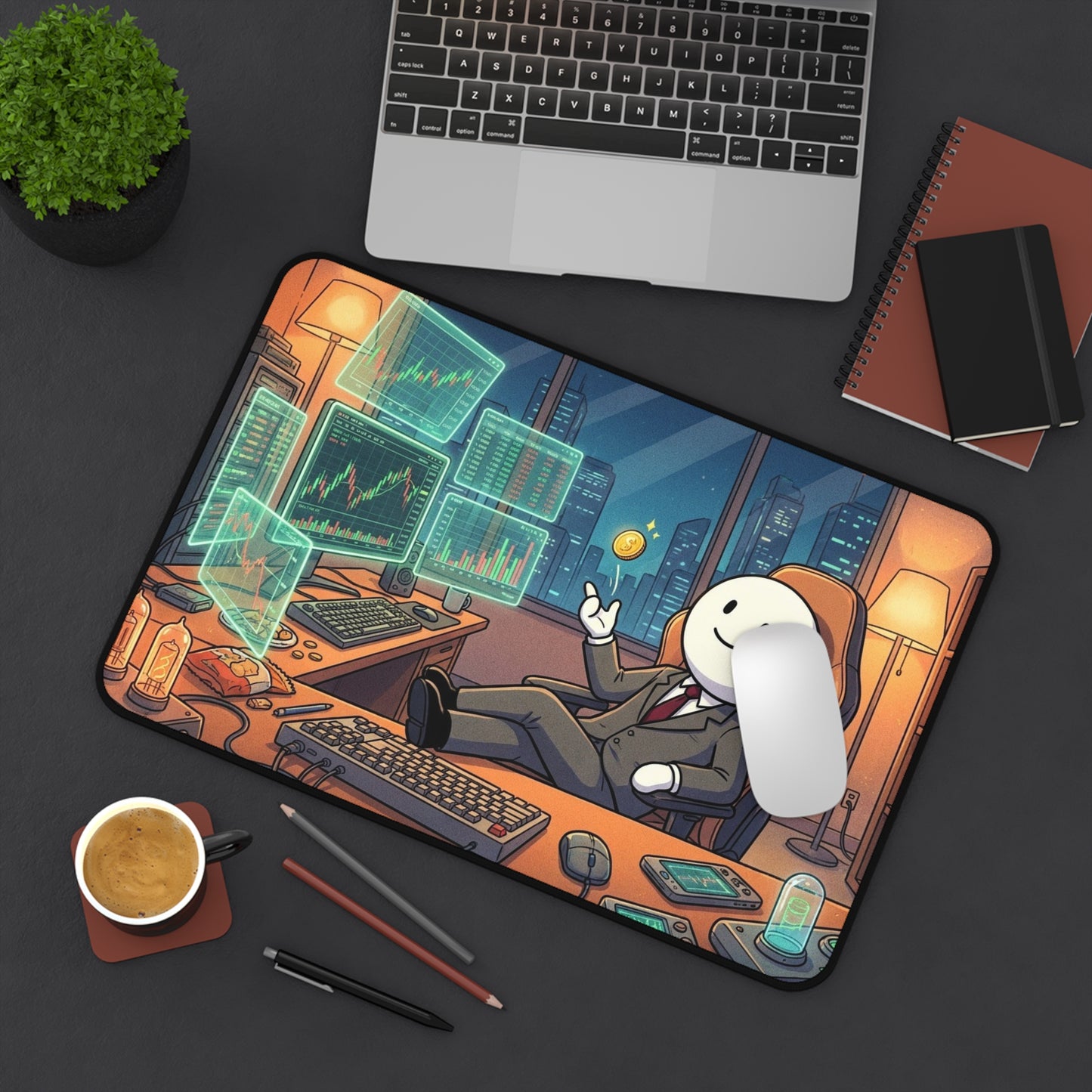 Trader Desk Mat — Relaxed Stock Market Gaming Mouse Pad