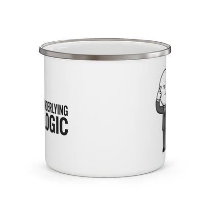 Enamel Mug – 'Underlying Logic' Cute Business Guy Camping Coffee Cup